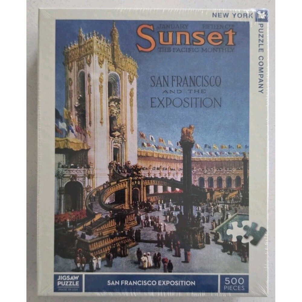 New York Puzzle Co. Sunset San Fransico And The Exposition 500pc Discontinued